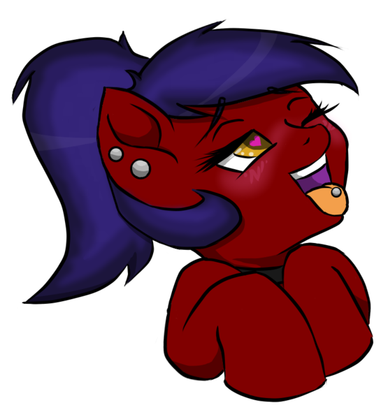 Size: 740x800 | Tagged: suggestive, artist:horsesrnaked, derpibooru import, oc, oc:fluffycuffs, unofficial characters only, earth pony, pony, ahegao, begging, blushing, collar, ear piercing, earring, heart eyes, image, jewelry, one eye closed, open mouth, piercing, png, ponytail, simple background, solo, sticker, tongue out, tongue piercing, transparent background, wingding eyes, wink