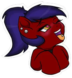 Size: 740x800 | Tagged: suggestive, artist:horsesrnaked, derpibooru import, oc, oc:fluffycuffs, unofficial characters only, earth pony, pony, ahegao, begging, blushing, collar, ear piercing, earring, heart eyes, image, jewelry, one eye closed, open mouth, piercing, png, ponytail, simple background, solo, sticker, tongue out, tongue piercing, transparent background, wingding eyes, wink