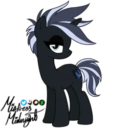 Size: 2048x2048 | Tagged: safe, artist:mistress midnight, derpibooru import, oc, oc:mistress, unofficial characters only, pony, unicorn, g4, cutie mark, eyelashes, eyeliner, eyeshadow, full body, high res, horn, image, makeup, png, show accurate, signature, simple background, smiling, solo, standing, tail, transparent background, two toned mane, two toned tail, unicorn oc