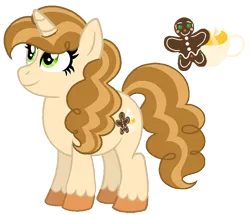 Size: 892x768 | Tagged: safe, artist:madlilon2051, derpibooru import, oc, oc:gingerbread tea, unofficial characters only, pony, unicorn, base used, chubby, eyelashes, female, horn, image, mare, offspring, parent:donut joe, parent:sweet biscuit, parents:sweetjoe, png, simple background, smiling, solo, transparent background, unicorn oc