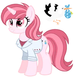 Size: 893x911 | Tagged: safe, artist:madlilon2051, derpibooru import, oc, oc:lovely stork, unofficial characters only, pony, unicorn, base used, clothes, eyelashes, female, full body, horn, image, lab coat, mare, offspring, parent:doctor stable, parent:nurse redheart, parents:stableheart, png, show accurate, simple background, smiling, solo, standing, tail, transparent background, two toned mane, two toned tail, unicorn oc