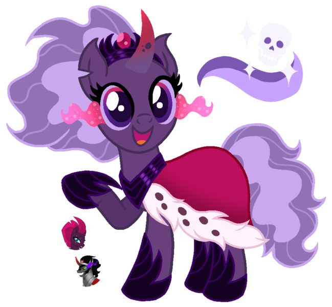 Size: 998x922 | Tagged: safe, artist:madlilon2051, derpibooru import, king sombra, tempest shadow, oc, pony, unicorn, g4, base used, colored horn, curved horn, eyelashes, female, hoof shoes, horn, image, male, mare, offspring, parent:king sombra, parent:tempest shadow, parents:sombrest, png, raised hoof, simple background, smiling, sombra eyes, sombra horn, stallion, transparent background, unicorn oc