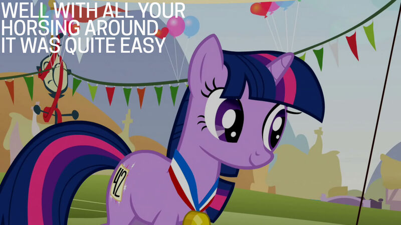 Size: 1280x720 | Tagged: safe, derpibooru import, edit, edited screencap, editor:quoterific, screencap, twilight sparkle, pony, unicorn, fall weather friends, g4, season 1, female, image, jpeg, mare, medal, smiling, solo, unicorn twilight