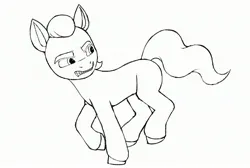 Size: 3048x2048 | Tagged: safe, artist:dancingkinfiend, derpibooru import, sprout cloverleaf, earth pony, pony, g5, my little pony: a new generation, angry, black and white, doodle, ears up, eyebrows down, galloping, grayscale, gritted teeth, high res, image, jpeg, lineart, male, monochrome, running, running away, sketch, solo, stallion, teeth, wavy mane