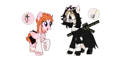 Size: 5670x2716 | Tagged: safe, artist:idkhesoff, derpibooru import, oc, oc:angel petals, oc:jezza belle, unofficial characters only, earth pony, pegasus, pony, anklet, belt, blushing, boots, can, christianity, clothes, crown, dress, duo, ear piercing, earring, energy drink, eyeshadow, face mask, female, fingerless gloves, gloves, image, jewelry, lesbian, looking at each other, makeup, mare, mask, mismatched socks, monster energy, necklace, nun outfit, oc x oc, open mouth, piercing, playing card, png, raised hoof, raised leg, regalia, religion, shipping, shoes, simple background, size difference, skirt, socks, stockings, sweater, thigh highs, transparent background