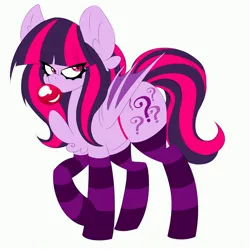 Size: 4096x4096 | Tagged: safe, artist:ladylullabystar, derpibooru import, oc, oc:kissy missy, unofficial characters only, bat pony, pony, absurd resolution, bat pony oc, bat wings, bubblegum, clothes, eye clipping through hair, female, food, gum, image, jpeg, mare, not twilight sparkle, simple background, socks, solo, striped socks, white background, wings