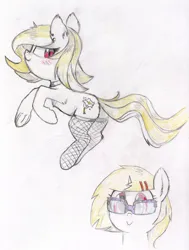 Size: 4320x5711 | Tagged: safe, artist:foxtrot3, derpibooru import, oc, oc:angel trumpet, unofficial characters only, pony, unicorn, blushing, choker, fishnets, image, jpeg, pose, smiling