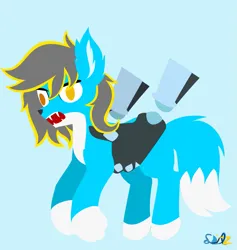 Size: 1455x1532 | Tagged: safe, artist:samsailz, derpibooru import, oc, unofficial characters only, pony, wolf, angry, commission, hand, holding a pony, image, lineless, no iris, png, robotic arm, screaming, solo, ych result