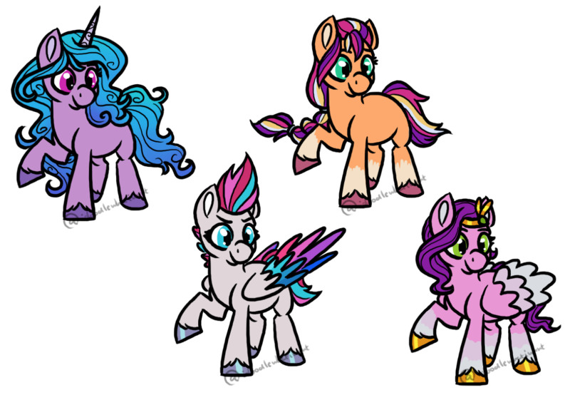 Size: 1280x886 | Tagged: safe, artist:sallindaemon, derpibooru import, izzy moonbow, pipp petals, sunny starscout, zipp storm, earth pony, pegasus, pony, unicorn, g5, my little pony: a new generation, female, image, mare, png, simple background, transparent background