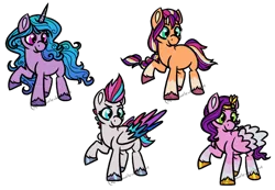 Size: 1280x886 | Tagged: safe, artist:sallindaemon, derpibooru import, izzy moonbow, pipp petals, sunny starscout, zipp storm, earth pony, pegasus, pony, unicorn, g5, my little pony: a new generation, female, image, mare, png, simple background, transparent background