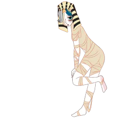 Size: 1024x1024 | Tagged: safe, artist:idkhesoff, derpibooru import, oc, oc:elizabat stormfeather, unofficial characters only, human, alternate hairstyle, ass, bandage, barefoot, bondage, butt, clothes, costume, derpibooru exclusive, egyptian, egyptian headdress, eyeshadow, feet, female, halloween, halloween costume, headdress, holiday, humanized, humanized oc, image, makeup, mummification, mummified, mummy, mummy costume, png, simple background, solo, transparent background