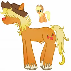 Size: 2048x2048 | Tagged: safe, artist:ponywizards, derpibooru import, part of a set, applejack, earth pony, pony, g4, alternate hairstyle, colored hooves, hair over eyes, high res, image, jpeg, red nosed, redesign, screencap reference, simple background, solo, white background