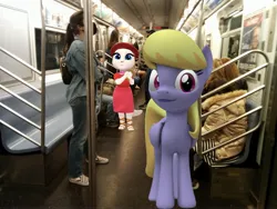 Size: 3264x2448 | Tagged: safe, artist:topsangtheman, derpibooru import, cloud kicker, pegasus, pony, g4, 3d, high res, image, irl, jpeg, looking at you, new york city subway, photo, ponies in real life, solo, source filmmaker