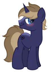 Size: 2154x3001 | Tagged: safe, artist:ponkus, derpibooru import, oc, oc:bottom text, unofficial characters only, pony, unicorn, derpibooru community collaboration, 2022 community collab, blushing, cute, high res, horn, image, male, png, pony oc, show accurate, simple background, solo, stallion, transparent background, unicorn oc