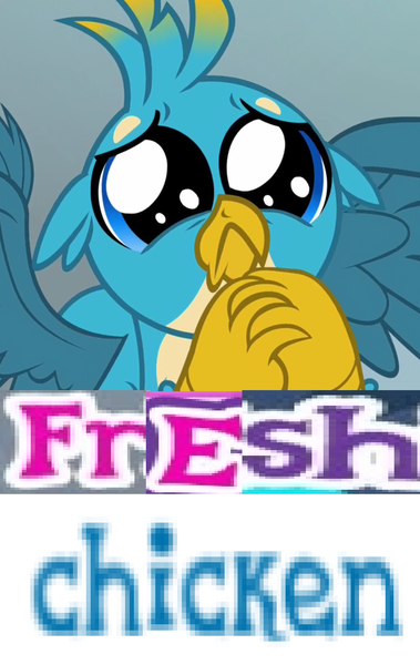 Size: 765x1210 | Tagged: safe, derpibooru import, editor:horsesplease, gallus, bird, chicken, g4, caption, expand dong, exploitable meme, gallus the rooster, gallusposting, image, image macro, meme, png, puppy dog eyes, puppy-eyed gallus, text