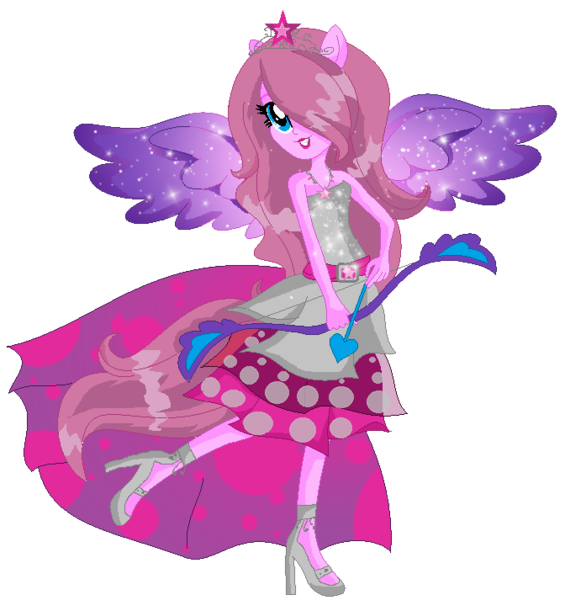 Size: 672x713 | Tagged: safe, alternate version, artist:gihhbloonde, derpibooru import, oc, oc:music melody, unofficial characters only, equestria girls, g4, background removed, base used, bow (weapon), clothes, eyelashes, high heels, image, png, ponied up, shoes, simple background, skirt, smiling, solo, transparent background, wings