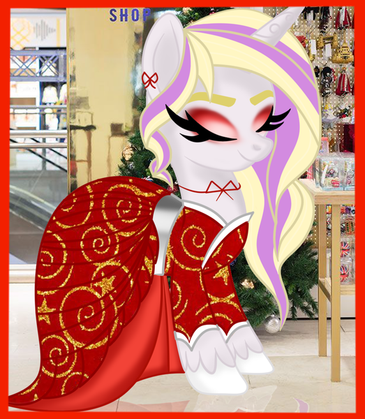 Size: 809x928 | Tagged: safe, artist:owocrystalcatowo, derpibooru import, oc, oc:brilliance, pony, unicorn, clothes, dress, eyes closed, female, image, mare, png, solo