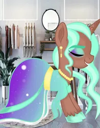 Size: 1024x1308 | Tagged: safe, artist:owocrystalcatowo, derpibooru import, oc, oc:minty moon, pony, unicorn, clothes, dress, eyes closed, image, png, solo