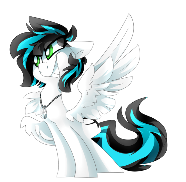 Size: 1280x1251 | Tagged: safe, artist:nekosnicker, derpibooru import, oc, oc:danger close, unofficial characters only, pegasus, pony, cute, dog tags, female, green eyes, image, jewelry, mare, necklace, png, simple background, smiling, smirk, solo, transparent background, wings