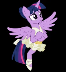 Size: 1290x1414 | Tagged: safe, derpibooru import, edit, edited screencap, editor:twilyisbestpone, screencap, twilight sparkle, twilight sparkle (alicorn), alicorn, pony, a royal problem, g4, season 7, background removed, ballerina, ballet slippers, bipedal, black background, clothes, female, image, jpeg, simple background, solo, standing, standing on one leg, tutu, twilarina