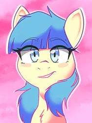 Size: 900x1200 | Tagged: artist needed, safe, derpibooru import, oc, oc:lazy pop, pony, blushing, bust, image, png