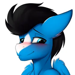 Size: 3000x3000 | Tagged: safe, artist:trast113, derpibooru import, oc, oc:enduro elite, unofficial characters only, pegasus, pony, blushing, bust, commission, high res, image, male, png, portrait, shy, solo, stallion