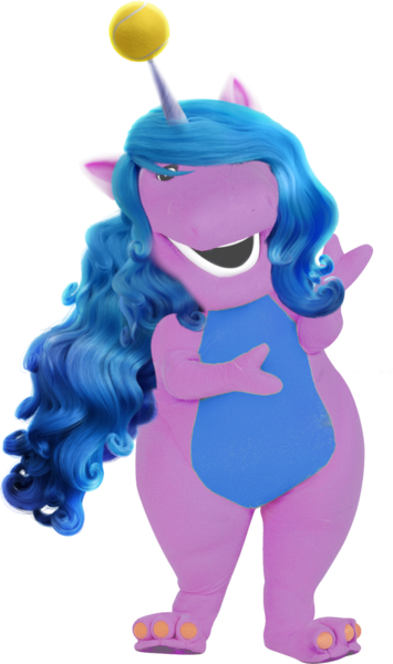 Size: 906x1531 | Tagged: safe, artist:wheredamaresat, derpibooru import, edit, izzy moonbow, g5, my little pony: a new generation, 1000 years in photoshop, abomination, ball, barney the dinosaur, bedroom eyes, crossover, cursed image, hello, image, izzy's tennis ball, looking at you, meme, not salmon, png, rapeface, recolor, simple background, soon, tennis ball, this will end in death, transparent background, wat, we're all doomed, what the fuck am i seeing, why, wtf