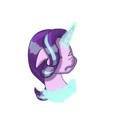 Size: 2500x2500 | Tagged: safe, artist:nitlynjane, derpibooru import, starlight glimmer, pony, unicorn, g4, bust, eyes closed, floppy ears, glow, glowing horn, head only, high res, horn, image, magic, magic aura, png, reformed starlight, simple background, spell gone wrong, transparent background