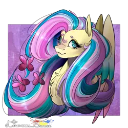 Size: 1000x1000 | Tagged: safe, artist:legendaryshadee, derpibooru import, fluttershy, pony, bust, image, png, portrait, rainbow power, solo