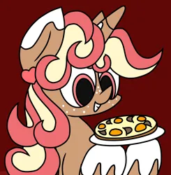 Size: 2298x2344 | Tagged: safe, artist:derpyalex2, derpibooru import, oc, unofficial characters only, pony, unicorn, dessert, ear piercing, earring, female, high res, image, jewelry, mare, piercing, plate, png