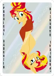 Size: 2000x2800 | Tagged: safe, artist:sixes&sevens, derpibooru import, sunset shimmer, human, unicorn, fanfic, fanfic:the prodigal daughter, equestria girls, g4, cracking, fanfic art, fanfic cover, high res, human sunset, image, looking at each other, looking at someone, mirror, png, self paradox, self ponidox