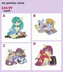 Size: 3170x3609 | Tagged: suggestive, artist:saxopi, derpibooru import, earth pony, pegasus, semi-anthro, arm hooves, chest fluff, clothes, commission, eyelashes, handbag, high res, hoof shoes, image, jpeg, legs in air, looking at you, panties, panties around leg, panties around legs, shirt, tail, underwear, wings, your character here