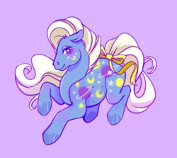 Size: 1280x1144 | Tagged: safe, artist:prrplefungi, derpibooru import, night glider, night glider (g1), earth pony, pony, g1, g4, bow, female, floppy ears, image, jpeg, raised hoof, solo, tail, tail bow