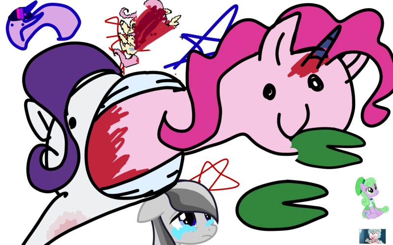 Size: 4000x2500 | Tagged: semi-grimdark, derpibooru import, cozy glow, fluttershy, luckette, pinkie pie, princess luna, rarity, sapphire joy, twilight sparkle, crystal pony, earth pony, pegasus, pony, unicorn, g4, school raze, 1000 hours in ms paint, abuse, augmented, blood, cozy glow's true goal, crying, cute, diapinkes, flutterbuse, grayscale, grimcute, high res, horn, image, implied abuse, implied princess luna, implied trixie, lilypad, monochrome, png, recolor, simple background, stars, text, transparent background, vore, waterlily