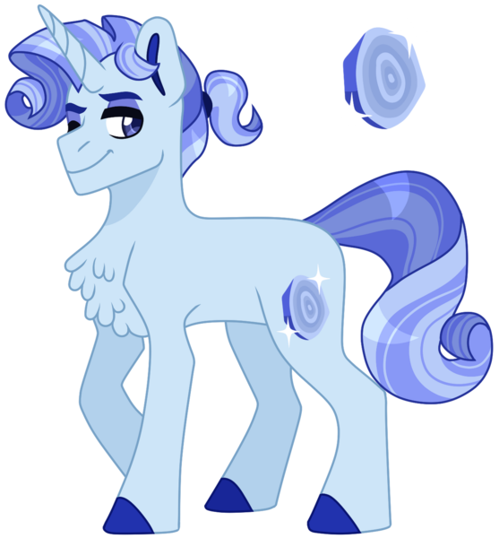 Size: 1280x1378 | Tagged: safe, artist:artistcoolpony, derpibooru import, oc, unofficial characters only, pony, unicorn, blue eyes, chest fluff, full body, hooves, horn, image, magical lesbian spawn, male, offspring, parent:rarity, parent:trixie, parents:rarixie, png, ponytail, raised hoof, simple background, smiling, solo, stallion, standing, tail, transparent background, unicorn oc