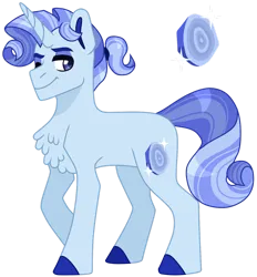 Size: 1280x1378 | Tagged: safe, artist:artistcoolpony, derpibooru import, oc, unofficial characters only, pony, unicorn, blue eyes, chest fluff, full body, hooves, horn, image, magical lesbian spawn, male, offspring, parent:rarity, parent:trixie, parents:rarixie, png, ponytail, raised hoof, simple background, smiling, solo, stallion, standing, tail, transparent background, unicorn oc