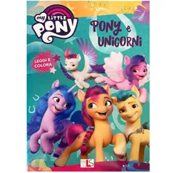 Size: 700x700 | Tagged: safe, derpibooru import, official, hitch trailblazer, izzy moonbow, pipp petals, sunny starscout, zipp storm, earth pony, pegasus, pony, unicorn, g5, my little pony: a new generation, 3d, coloring book, dreamworks face, female, flying, happy, image, italian, italian coloring book, jpeg, male, mane five, mare, merchandise, physical merch, raised hoof, siblings, sisters, smiling, stallion