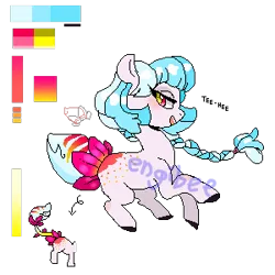 Size: 300x300 | Tagged: safe, artist:kaikururu, derpibooru import, monster pony, pony, augmented, augmented tail, bedroom eyes, braid, colored hooves, eyelashes, female, image, mare, pixel art, png, reference sheet, simple background, smiling, solo, tail, transparent background