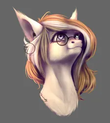 Size: 2070x2300 | Tagged: safe, artist:miurimau, derpibooru import, oc, unofficial characters only, earth pony, pony, chest fluff, ear piercing, earring, earth pony oc, glasses, gray background, high res, image, jewelry, looking up, piercing, png, simple background, smiling, solo