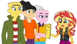 Size: 1024x586 | Tagged: safe, artist:emeraldblast63, derpibooru import, sunset shimmer, equestria girls, g4, clothes, crossover, ed edd n eddy, equestria girls-ified, female, image, male, plank (ed edd n eddy), png, simple background, transparent background, vest