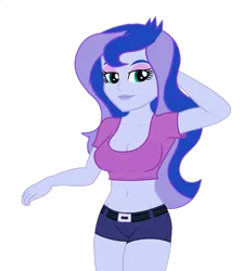 Size: 897x1000 | Tagged: safe, derpibooru import, edit, edited screencap, editor:ah96, screencap, princess luna, equestria girls, g4, arm behind head, background removed, belly button, breast edit, breasts, busty princess luna, female, image, not a vector, png, simple background, solo, transparent background, vice principal luna