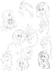 Size: 932x1225 | Tagged: safe, artist:ladyfranlly, derpibooru import, discord, fluttershy, draconequus, pegasus, pony, g4, discoshy, female, image, male, png, shipping, straight