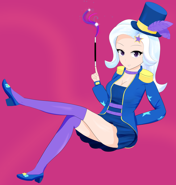 Size: 3356x3535 | Tagged: safe, artist:toffrox, derpibooru import, trixie, equestria girls, g4, street magic with trixie, spoiler:eqg series (season 2), clothes, dress, equestria girls specials, female, hat, high heels, high res, image, looking at you, magic, magic wand, my little pony equestria girls: better together, my little pony equestria girls: spring breakdown, png, shoes, smiling, socks, solo, thigh highs, top hat, wand