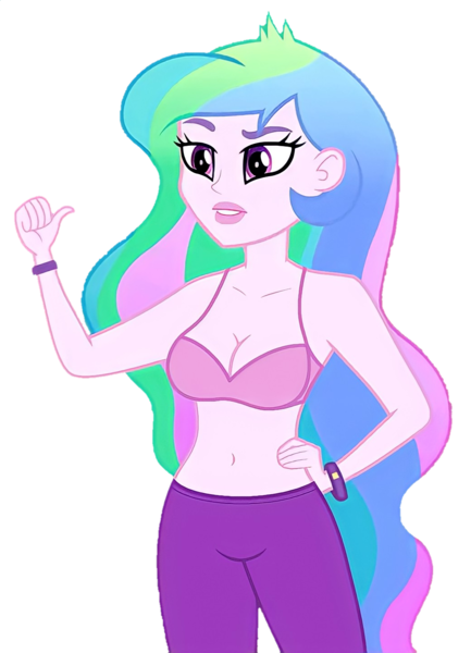 Size: 1040x1440 | Tagged: suggestive, derpibooru import, edit, edited screencap, editor:ah96, screencap, princess celestia, equestria girls, g4, background removed, belly button, bra, breast edit, breasts, busty princess celestia, cleavage, clothes, female, hand on hip, image, not a vector, png, principal celestia, simple background, solo, stupid sexy celestia, transparent background, underwear