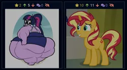 Size: 3444x1920 | Tagged: suggestive, artist:solitaryscribbles, derpibooru import, edit, editor:itsmgh1203, screencap, sci-twi, sunset shimmer, twilight sparkle, pony, unicorn, derpibooru, twibooru, equestria girls, g4, ass, bbw, belly, big belly, bingo wings, butt, clothes, commission, cropped, cute, equestria girls specials, fat, female, forced juxtaposition, glasses, grin, gritted teeth, huge belly, huge butt, image, impossibly large belly, impossibly large butt, impossibly large thighs, jpeg, juxtaposition, juxtaposition win, large butt, looking back, mare, meme, meta, morbidly obese, my little pony equestria girls: better together, my little pony equestria girls: forgotten friendship, obese, one-piece swimsuit, ponytail, pulling, rear view, sci-twibutt, sci-twilard, shimmerbetes, smiling, ssbbw, swimsuit, thighlight sparkle, thighs, thunder thighs, twibutt, twilard sparkle, worried