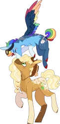 Size: 1093x2262 | Tagged: safe, artist:rickysocks, derpibooru import, applejack, rainbow dash, pony, g4, alternate design, appledash, base used, duo, female, image, lesbian, png, shipping, simple background, transparent background