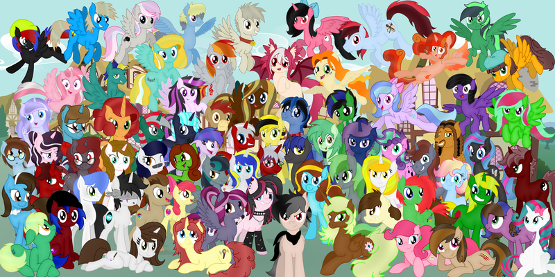 Size: 3464x1732 | Tagged: safe, artist:greynimbus, derpibooru import, apple bloom, oc, oc:antonyc, oc:bella voce, oc:blackgryph0n, oc:decibelle, oc:double play, oc:eilemonty, oc:forest rain, oc:goombasa, oc:ilovekimpossiblealot, oc:nowacking, oc:purple roselyn, oc:reverbrony, oc:rina-chan, oc:shadowring123, oc:starryflame, oc:thespio, oc:thornquill, oc:vanna melon, alicorn, earth pony, pegasus, pony, unicorn, g4, 2017, banner, eilemonty, female, image, male, png