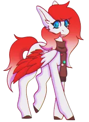 Size: 749x1021 | Tagged: safe, artist:raya, derpibooru import, oc, oc:making amends, unofficial characters only, pegasus, pony, clothes, image, looking at you, png, scarf, simple background, smiling, solo, tongue out, transparent background