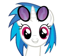 Size: 1570x1440 | Tagged: safe, derpibooru import, edit, edited screencap, screencap, vinyl scratch, pony, unicorn, g4, background removed, cute, female, grin, image, looking at you, mare, not a vector, png, simple background, smiling, solo, sunglasses, sunglasses on head, transparent background, vinylbetes