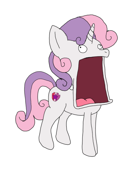 Size: 3072x4096 | Tagged: safe, artist:professorventurer, derpibooru import, sweetie belle, pony, unicorn, g4, female, filly, foal, ibispaint x, image, open mouth, png, simple background, sweetie derelle, transparent background, volumetric mouth